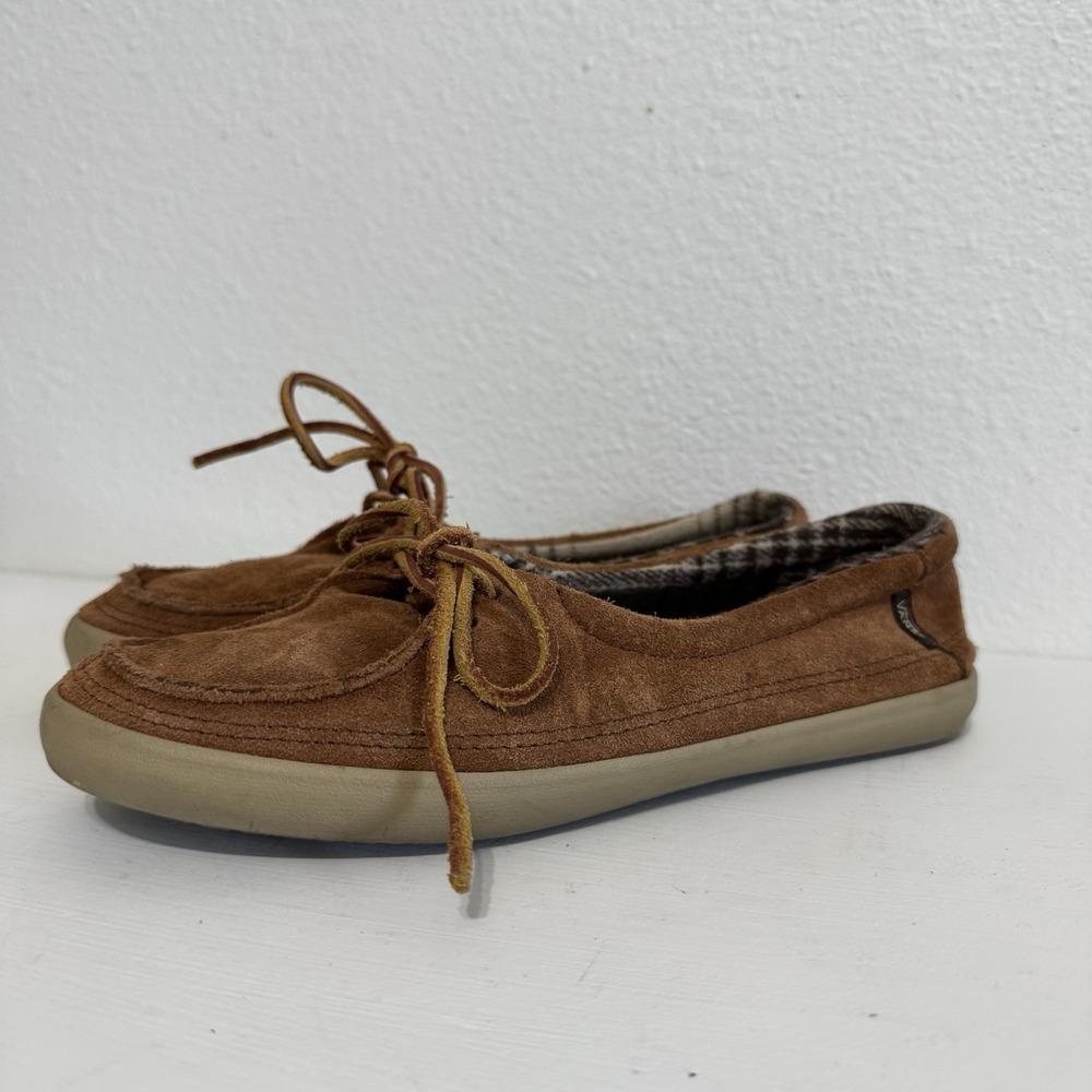 Vans Brown Suede Mocassin‎ Loafers Driving Shoes Womens Size 7.5